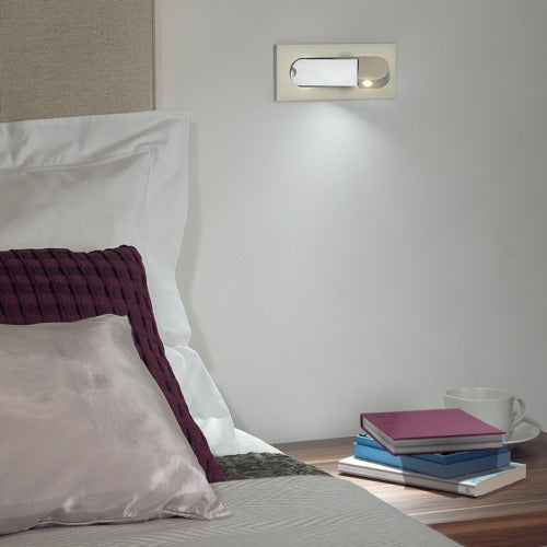 Recessed led reading light mounted beside bed